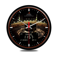 Horloge murale Azan AL-FATIHA Horloge ronde à double heure FAJ-360 Affichage LCD Horloge Azan Ramadan pour la prière musulmane
