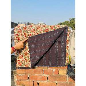 Naturally Styled Cotton Kantha <b>Quilt</b> With Balanced Printed Patterns And Lightweight Feel Designed To Enhance Bedroom - Product Image 3