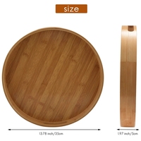 Plateau de service rond en bambou pour dîner, plateau à thé, bar à petit-déjeuner, conteneur alimentaire, plateau de rangement avec poignée