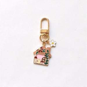 Vintage Pastoral Fresh Garden Style Flores Villa Cottage View Metal Colgante Bolsa Colgante Adorno Esmalte Aleación Colgante Llavero - Product Image 2
