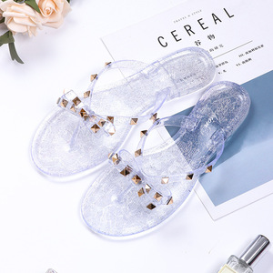 Sandalias Planas de Playa para Mujer, Nuevos Estilos de Verano, con Remaches y Lazo, <span class=keywords><strong>Chanclas</strong></span> con Cristal Transparente y Gel Ligero - Product Image 6