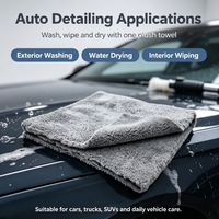 Serviette en microfibre à poils longs Lewell, épaisseur 500 GSM, 40*40 CM, découpe ultrasonique sans bordure, réutilisable, pour le nettoyage automobile et domestique