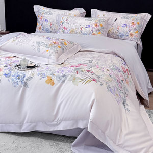 Parure de lit en coton imprimé numérique à motifs floraux, draps, taies d'oreiller, housses de couette - Product Image 1