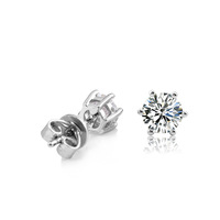 Boucles d'oreilles clous en argent S925 avec moissanite, personnalisées, tendance, serties de diamants à six griffes, forme cercle, bijoux d'oreille pour femme en or K