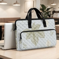 Sac pour ordinateur portable matelassé personnalisé avec imprimé tropical Monstera Hawaïen, style Art Déco floral, pour le shopping, les voyages et le transport quotidien