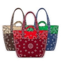 Sac fourre-tout personnalisé avec logo OEM, patchwork multicolore, motif paisley, sac à main en coton coloré pour femmes, sac à bandoulière pour tous les jours