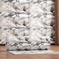Autocollants muraux XPE dorés, décoration murale pour fond de télévision, auto-adhésifs, imperméables, résistants à l'humidité, panneaux muraux intérieurs, imitation carrelage marbre