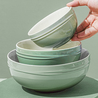Bol vert en céramique pour Restaurant, assiettes de cuisine, service de table multifonctions en céramique personnalisé, livraison rapide, 12 pièces
