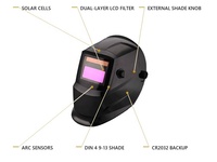 Casque de soudage à obscurcissement automatique, double couche, écran LCD, alimenté par énergie solaire, léger, DIN 4 9 13 pour travaux de soudage à l'arc