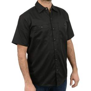 2025 chemise de travail mécanique classique noire en cuir pour hommes avec poches vêtements de travail boutonnés robustes MDM11669 - Product Image 3