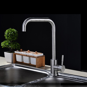 304 Stainless Steel Kitchen Faucet Single <b>Handle</b> 360 Degree Rotate Modern Design Deck Mounted Hot And Cold Water <b>Tap</b> - Product Image 1