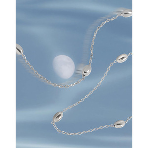 Cavigliera ovale <span class=keywords><strong>In</strong></span> argento Sterling S925 con perline ovale cavigliera <span class=keywords><strong>In</strong></span> argento con perline lucidante <span class=keywords><strong>In</strong></span> argento Sterling massiccio gioielli di moda estivi - Product Image 2