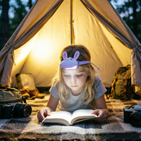 Lampu Kepala LED USB Isi Ulang Kelinci Lucu Anak-Anak Novelty Kawaii Lampu Silikon Bayi Mainan Lampu Hewan Lampu Kepala LED Lembut