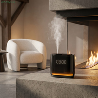 Diffuseur de parfum certifié CE 3-en-1 intelligent avec application, diffuseur d'arômes de chevet avec horloge numérique, lumière ambiante ambre, nébuliseur à double liquide