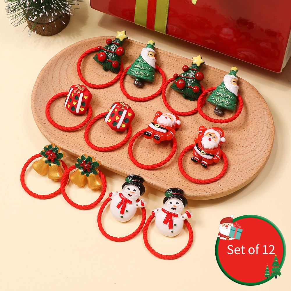 12 Pcs/set Christmas Hair Ties Sets Christmas Headdress Small