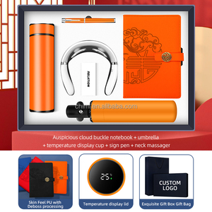 Grande boîte cadeau d'entreprise publicitaire pour articles d'affaires tasse + stylo + masseur <span class=keywords><strong>de</strong></span> cou + cahier A5 + parapluie Logo personnalisé combiner coffret cadeau - Product Image 5