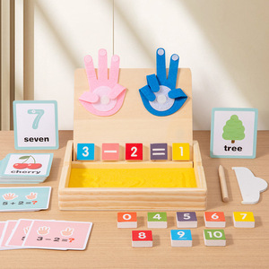 Planche à gratter au sable en bois pour enfants, plateau à sable pour écrire, dessin au doigt, addition, soustraction, jouet éducatif pour bébé - Product Image 1
