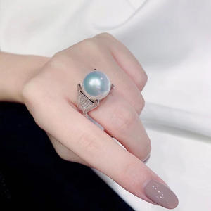 F1791 <b>Pearl</b> <b>Ring</b> Round White AAA 925 Silver Cocktail Wedding Women's Claw Setting - Product Image 4