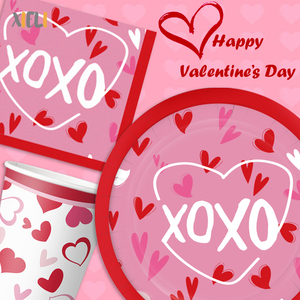 XIELI Vietnam Assiettes en papier jetables, vaisselle de fête de la saint-valentin, ensemble d'assiettes en papier écologiques - Product Image 2