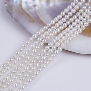 Natural 5-5.5mm Round White Freshwater Pearls Loose Pink <b>Colored</b> <b>Beads</b> for DIY Necklace Accessories Pearl String - Product Image 5