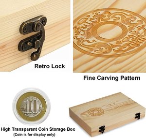 Đồng xu bằng gỗ viên nang hộp lưu trữ đồng xu Bộ sưu tập tổ chức hộp với khóa biểu tượng tùy chỉnh tùy chỉnh đa chức năng Châu Âu đại dương hoặc không khí - Product Image 3
