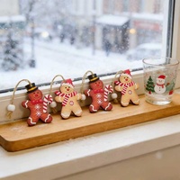 Décorations de Noël transfrontalières très prisées : petite boîte cadeau créative en bois avec motif bonhomme en pain d'épices pour suspendre à l'arbre de Noël