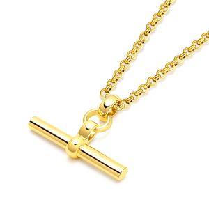 18 Karat vergoldete Edelstahl-T-Bar-Anhängerkette mit Belcher-Gliederkette - Product Image 4