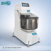 Amasadora Espiral Profesional de 25 kg, Tazón Mezclador de Masa de 80 L, Capacidad para 40 kg de Masa, Máquina para Amasar Pan de Doble Velocidad para Panadería