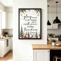 Impression sur toile encadrée Village de Noël, cadre en aluminium noir mat, Art mural biblique Lévit 2:14 pour décoration de ferme et d'église