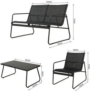 Muebles de Jardin Conjuntos Sofa 4 Plazas Textileno Gris negro Azul moderno patio Garden SOFA set muebles de jardin 4 piezas - Product Image 5