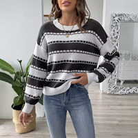 Pull à manches longues pour moto, style minimaliste, à rayures contrastées, en tricot déchiré, avec doublure en laine de coton et élasthanne, et fourrure de cerf