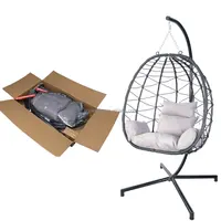 Oeytree складные подвесные качели-стулья для яиц со стальной подставкой, для любой погоды, строительство, плетеные качели для крыльца, большой дизайн корзины