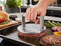 Presse à gril en acier inoxydable 304 robuste, outil de barbecue de qualité commerciale, presse à viande pour saisir et cuire, presse à steak