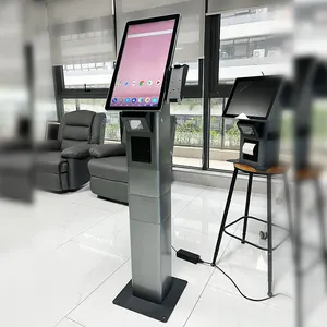 Sıcak satış 21.5 inç self servis kiosk QR kod tarayıcı kupon baskı kuyruk numarası hükümet için kiosk arayarak