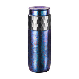 Pure Titanium Tumbler With Tea Strainer Iris Blue Begonia Pink Moonlight Silver Business Gift Set Insulated Water Cup - Product Image 5