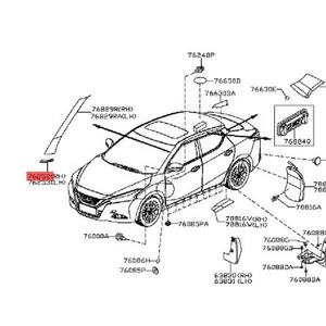 Para Nissan Bluebird 2015 Fender Side Molding OE 76252-5MA0A 76253-5MA0A PP Reforzado Body Trim - Product Image 4