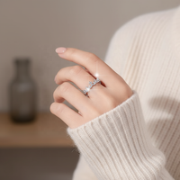 Bijoux fins, exquis et simples, diamant moissanite de couleur GRA D, alliance en argent sterling 925 pour femmes, passe le test du diamant