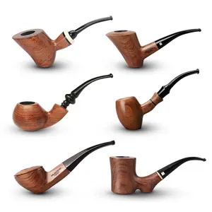 Styles classiques Pipe à tabac en bois naturel Prix raisonnable Pipe à fumer en palissandre avec filtre