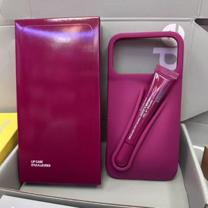 Funda de silicona 3D con brillo labial para iPhone 11 12 13 14 15 16 Pro Max, set de bálsamo labial de goma, cubierta trasera con diseño de lápiz labial - Product Image 5