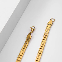 Collier en chaîne de perles carrées plaqué or en acier inoxydable 316 pour mariage, fiançailles et cadeau de fête