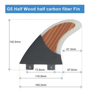 Ensemble 3 pièces pour planche de surf Waterplay personnalisée Future <span class=keywords><strong>FCS</strong></span> 1 ailerons de surf en fibre de verre et bois de carbone avec sac de surf. - Product Image 4