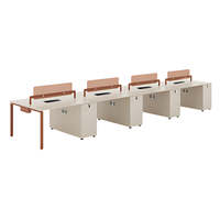 Meubles de bureau modernes, bureau ouvert pour 4 personnes avec panneaux d'intimité et meubles de rangement