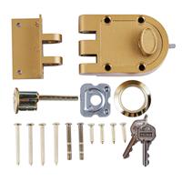 Serrure de porte à pêne dormant à cylindre unique, robuste, en acier argenté, avec poignée à clé, modèle KEYMAN J2661