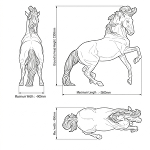Decoración de Jardín, Estatua de Caballo de Cobre Fundido Sólido para Exteriores, con Pose Majestuosa, Escultura de Animal de Jardín de Gran Tamaño - Product Image 4