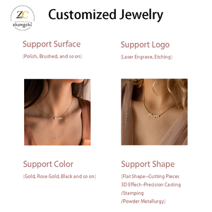 Collar de Acero Inoxidable con <span class=keywords><strong>Nombre</strong></span> Personalizado, Cadena Tipo Box, Chapado en Oro, Joyería Fina y Elegante para Mujer, Joyería de Recuerdo de Verano - Product Image 3