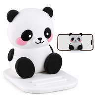 Soporte de Teléfono Panda Promocional OEM ODM, Soporte Portátil de PVC Personalizado, Adorno de Escritorio Ajustable, Soporte para Teléfono Móvil Panda