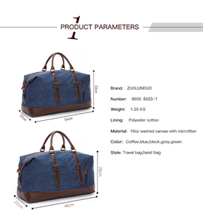 Set Trolley da Viaggio da Uomo ad Alta Capacità e Qualità in Tela a Tinta Unita, Valigia e Borsone a Prezzo di Fabbrica - Product Image 3
