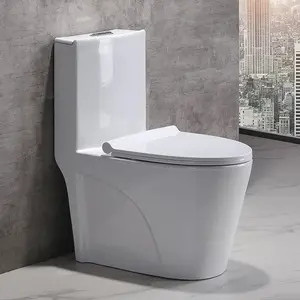 ORTONBATH New Design Bathroom Floor Mounted Commode White Colored 1 Piece Toilet Ceramic For Sale