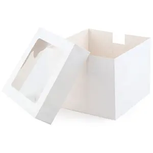 Factory custom wholesale Eco Friendly tall cake box with window Kraft white Cake bakery mochi donut box packaging