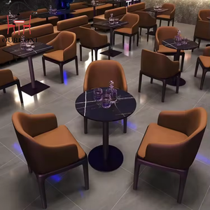 Juego de Muebles de Bar Modernos y Personalizados, Sofá KTV con Asientos Tipo Card Seat + Mesa de <span class=keywords><strong>Barra</strong></span> con Borde Redondo de Losa de Roca, Alta Calidad - Product Image 1